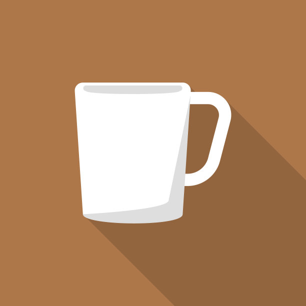 白色杯图标平风格图片下载