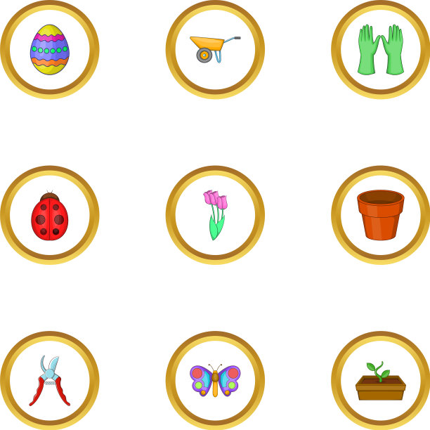 花园图标设置卡通风格图片下载