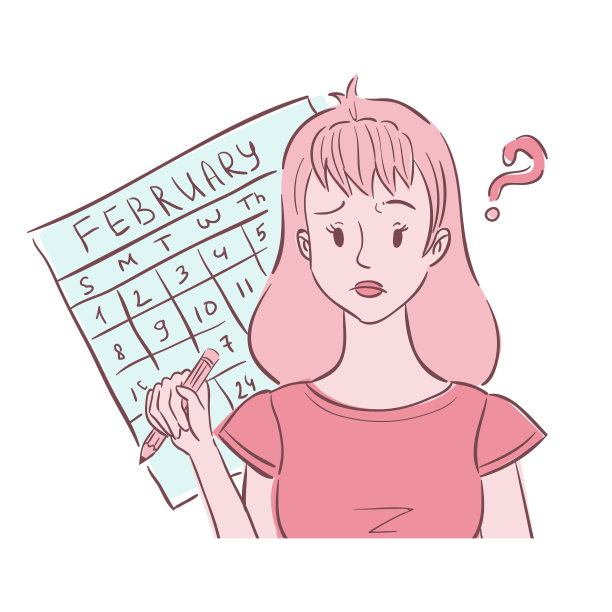 困惑的年轻女子认为不规律的月经图片下载