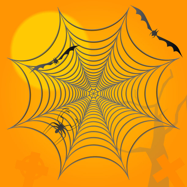 万圣节的背景是蜘蛛、蝙蝠和坟墓图片下载