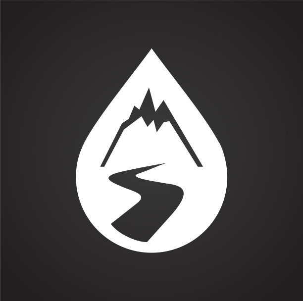 水滴图标在黑色背景的图形图片下载