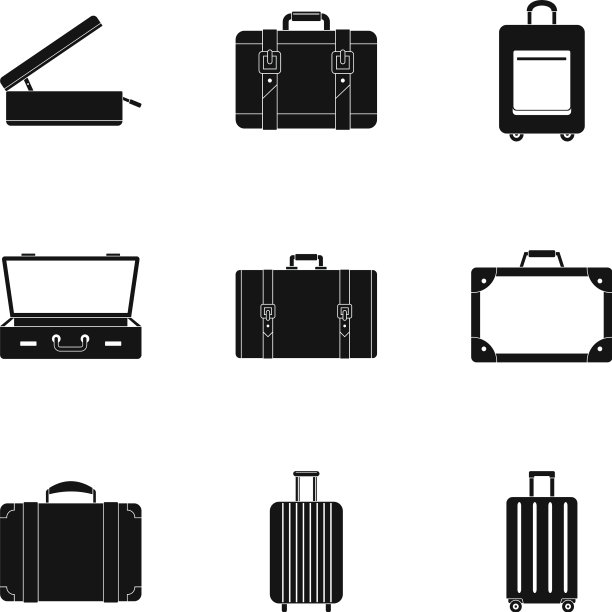 旅行行李图标设置简单的风格图片下载