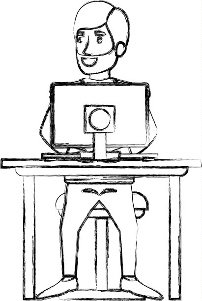 穿着正装的大胡子男子模糊的轮廓图片下载