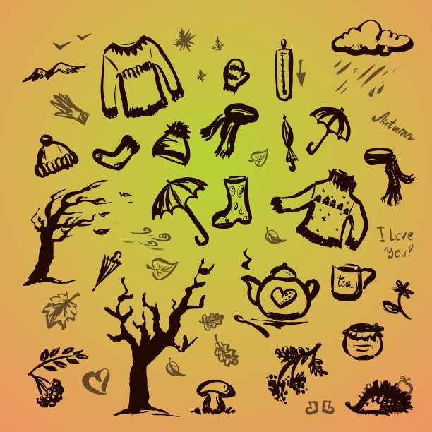 秋季手绘套装图片下载