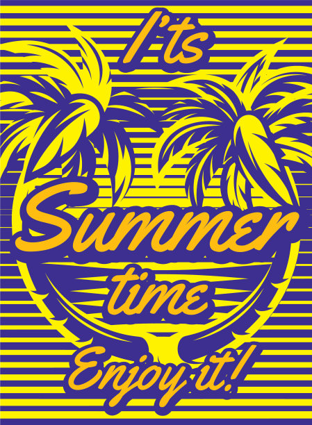 用棕榈树做广告的彩色复古海报图片下载