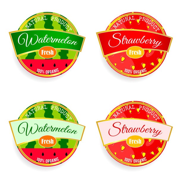 水果、西瓜、草莓的标签图片下载