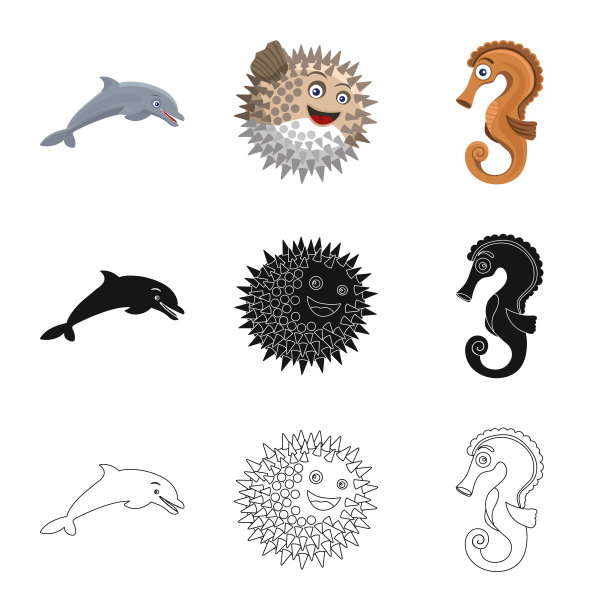 海洋和动物符号集图片下载