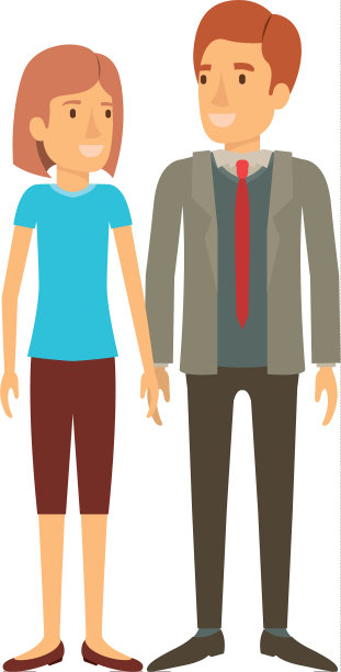 男女站在一起的彩色剪影图片下载