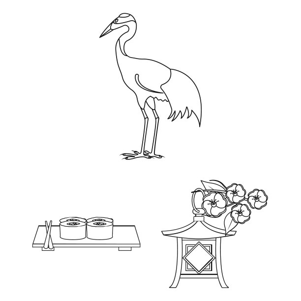 国家日本概述图标集合图片下载