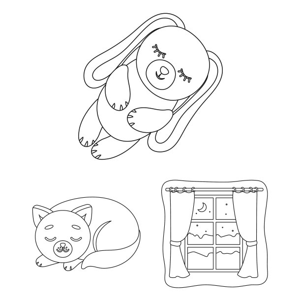 休息和睡眠的轮廓图标集合图片下载