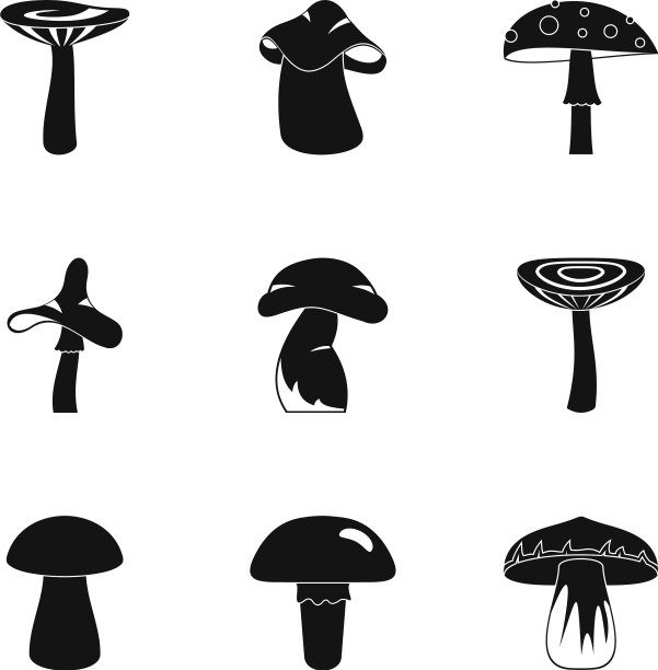 秋天的蘑菇图标设置简单的风格图片下载