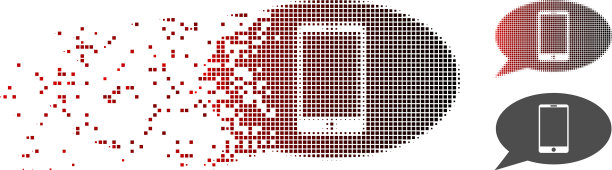 碎片像素半色调智能手机消息图标图片下载