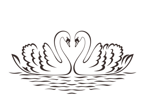 天鹅夫妇轮廓图片下载