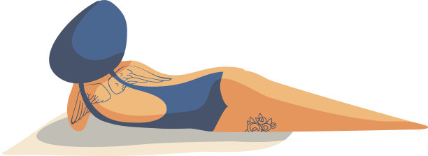 纹身女性在白色背景背面视图图片下载