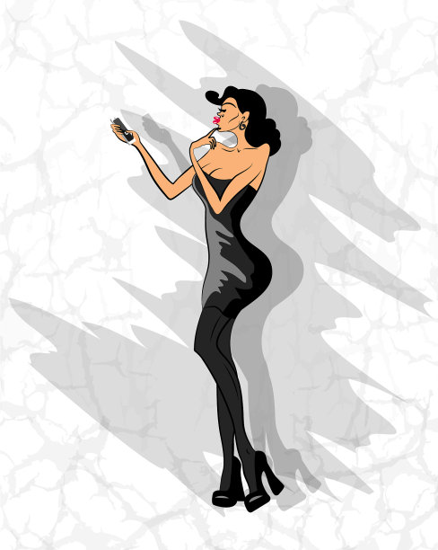 迷人的女士在手机上自拍图片下载