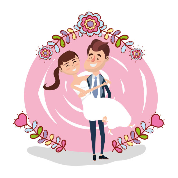 婚礼卡片设计卡通图片下载