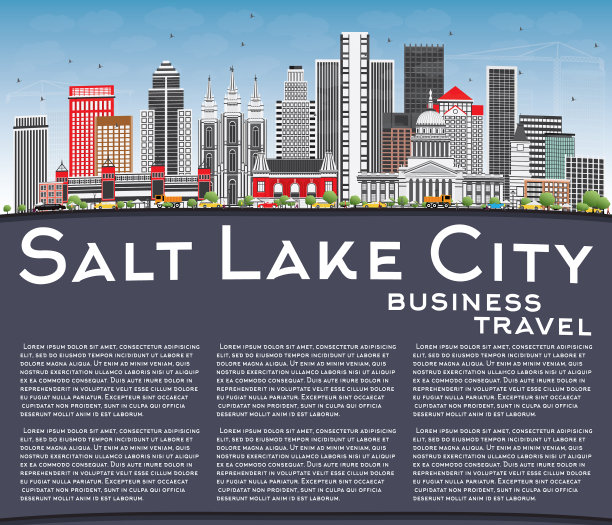 盐湖城的天际线与灰色的建筑物蓝色图片下载