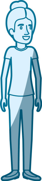 蓝色剪影阴影的女人站图片下载