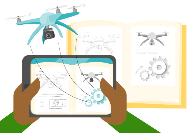 一个男人在平板电脑上使用增强现实技术图片下载
