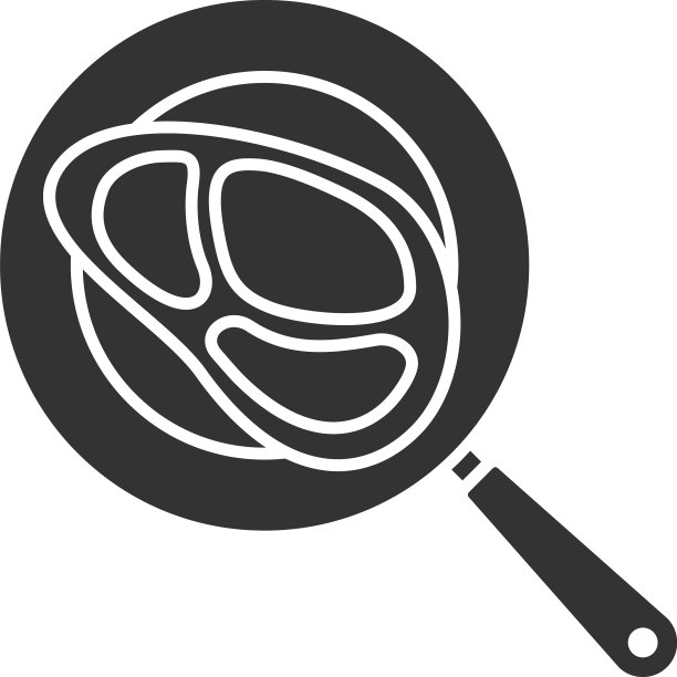 煎锅上的牛排字形图标图片下载