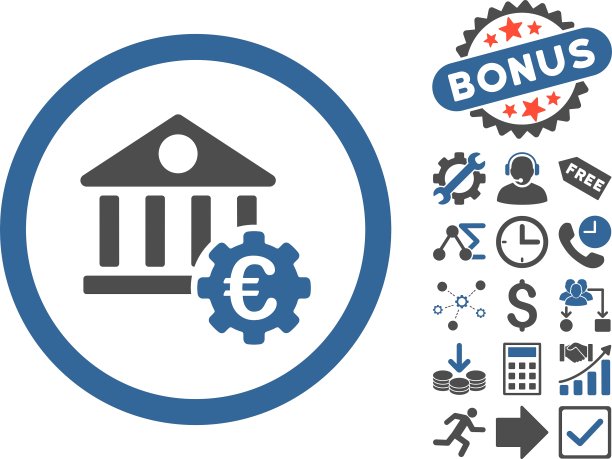 欧元银行设置平面图标与奖金图片下载