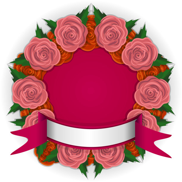 1个粉红玫瑰的圆形框架图片下载