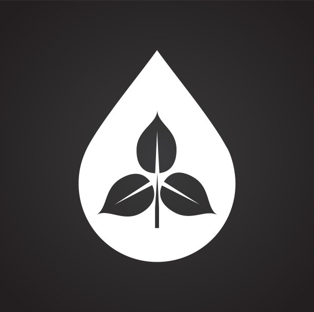 水滴图标在黑色背景的图形图片下载