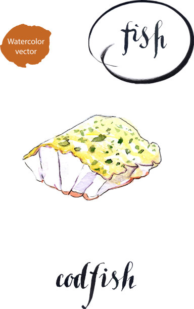 新鲜的海鱼，一块烤鳕鱼图片下载