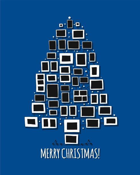 由相框制成的圣诞树问候图片下载