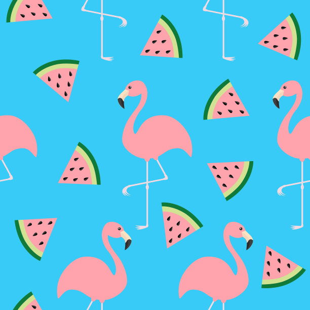 火烈鸟套热带风情无缝图案图片下载