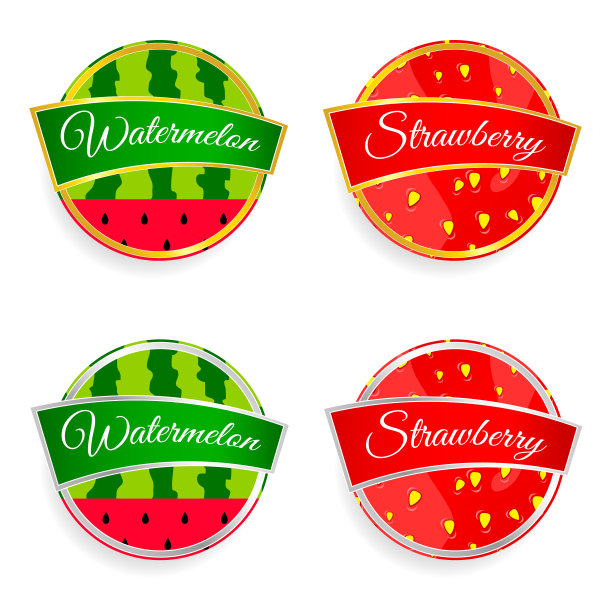 标签水果、西瓜和草莓设计图片下载