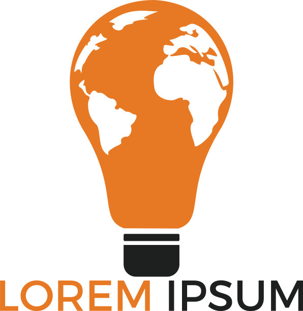 灯泡与世界地图标志设计图片下载