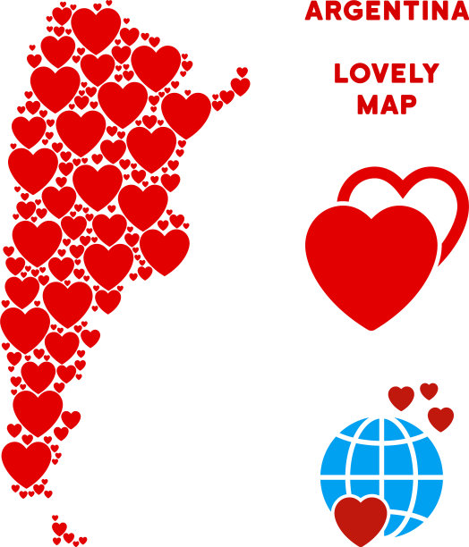 可爱的阿根廷心形地图组成图片下载