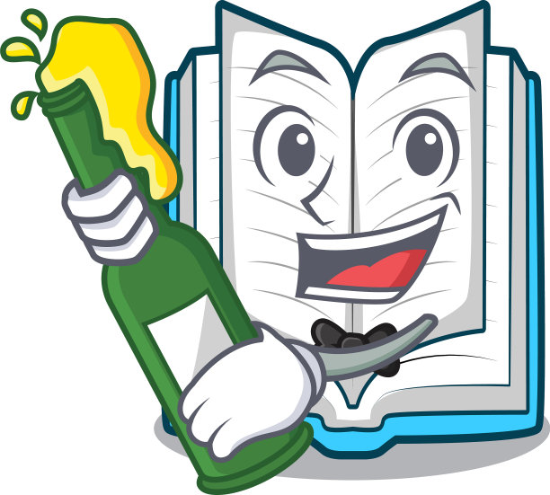 与啤酒打开的书在卡通盒图片下载