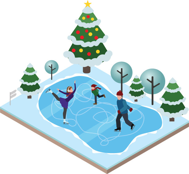 等距孤立快乐家庭滑冰图片下载