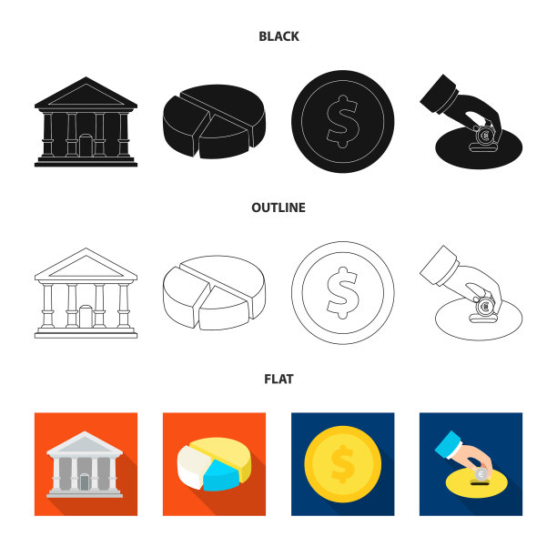 设计银行和货币符号集合图片下载