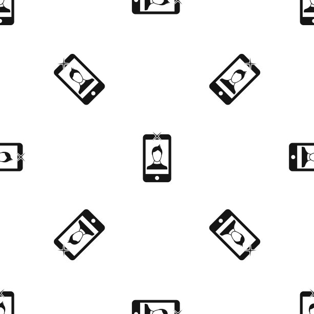 手机与照片图案无缝黑色图片下载