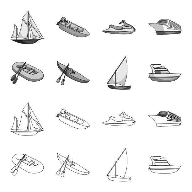 橡胶渔船和有桨的皮艇图片下载