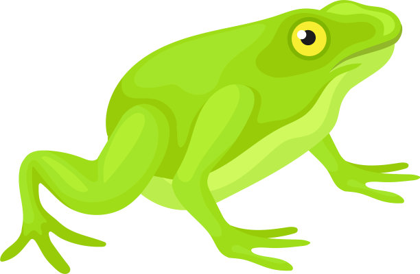 扁平图标可爱的青蛙与明亮的绿色图片下载