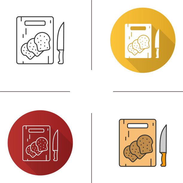带有切片面包图标的木制砧板图片下载