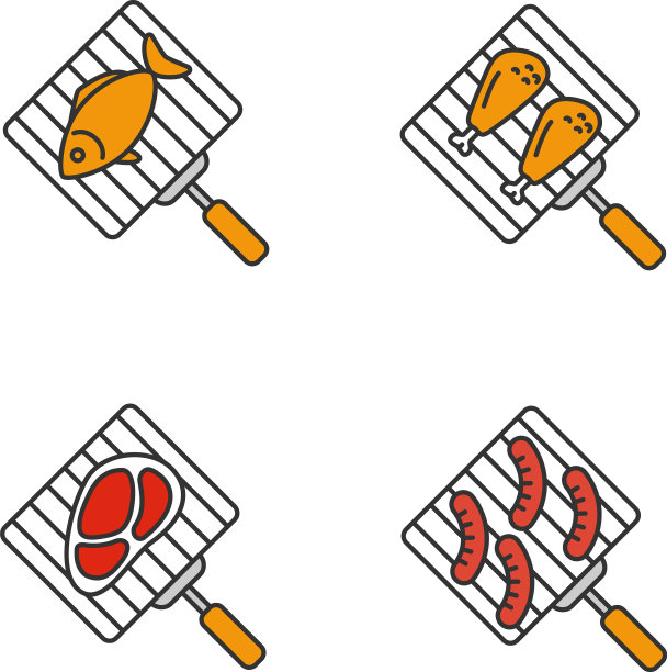 烧烤颜色图标集图片下载