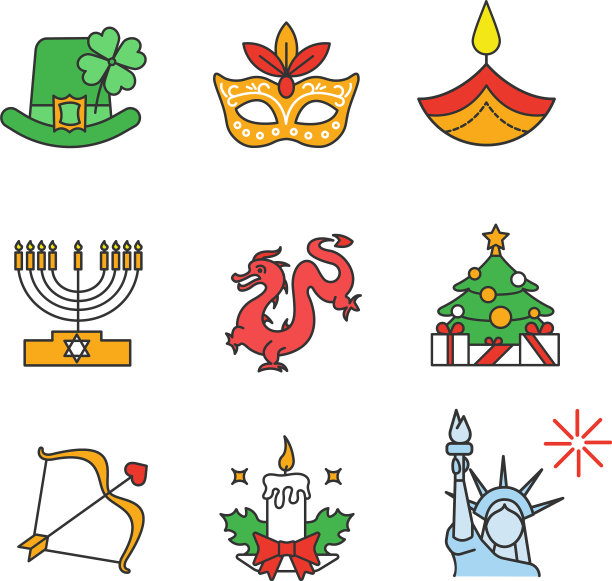 假日彩色图标集图片下载