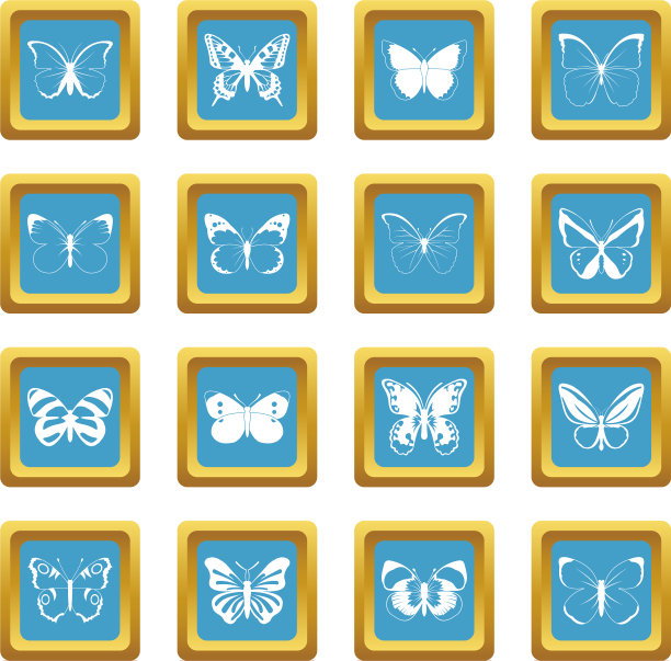 蝴蝶集合图标蔚蓝图片下载