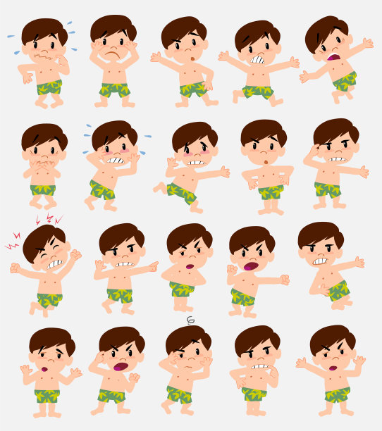 卡通人物小男孩穿着泳衣图片下载