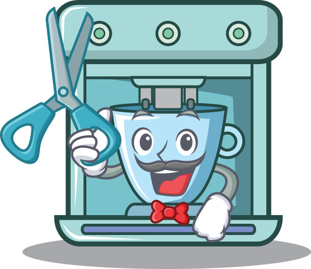 理发师咖啡机人物卡通图片下载