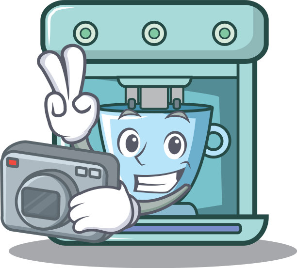 摄影师咖啡机人物卡通图片下载