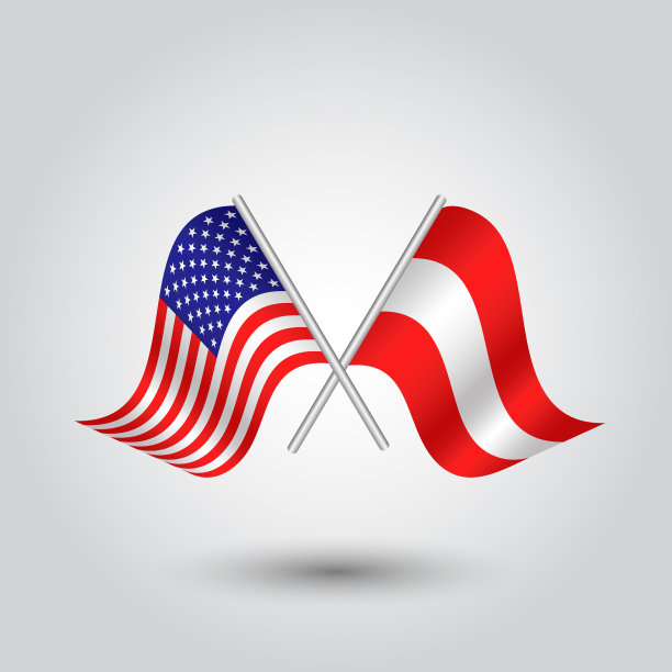 两面交叉的美国和奥地利国旗图片下载