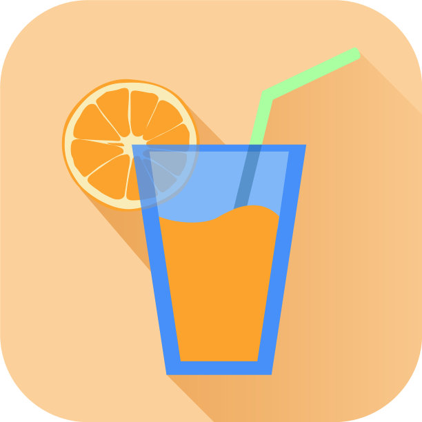 杯橙汁彩色方形图标图片下载