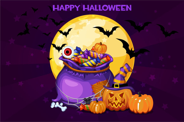 卡通袋里装着糖果开心图片下载