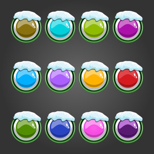 大套卡通按钮配雪图片下载